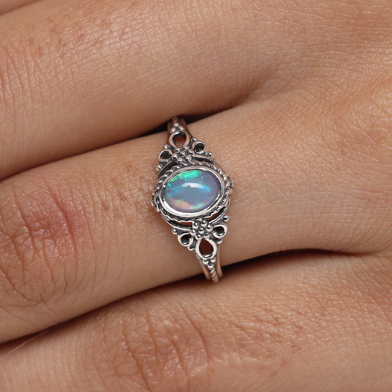 Ethiopian Opal Sterling Silver Ring