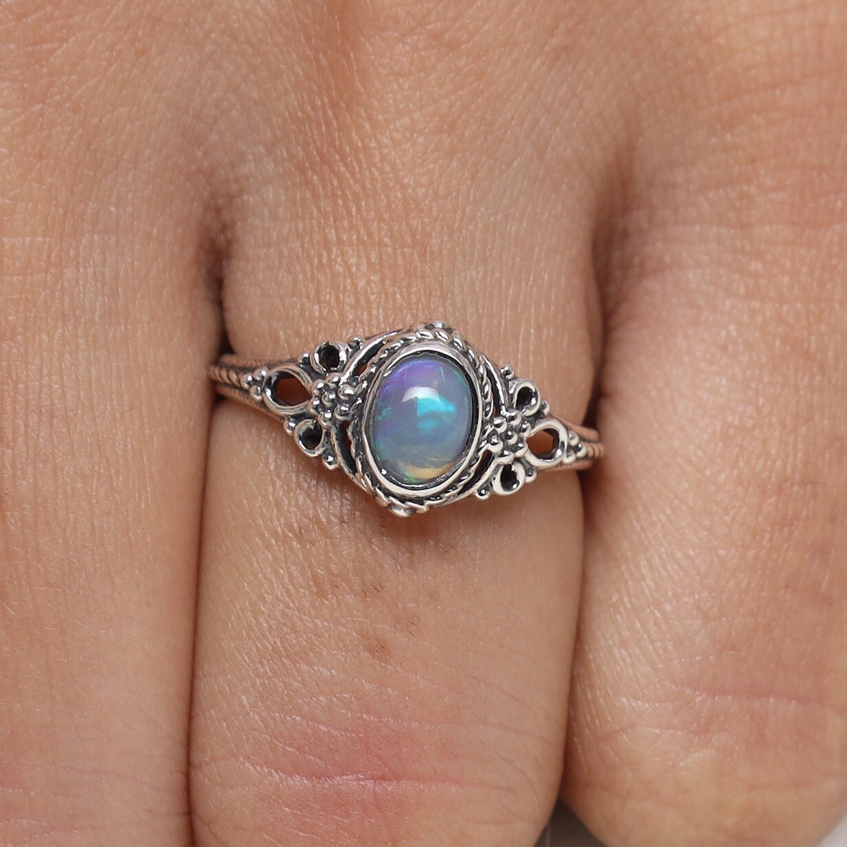 Ethiopian Opal Sterling Silver Ring