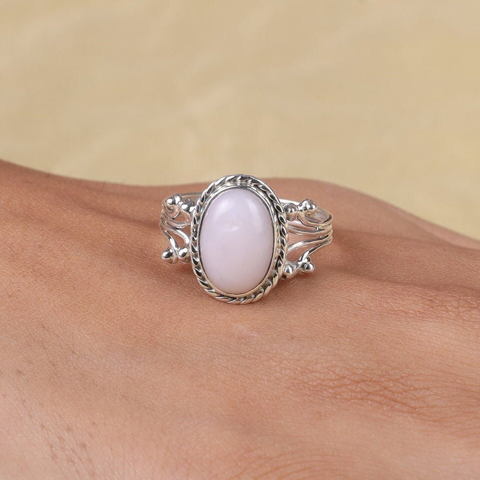 Pink Opal Sterling Silver Ring