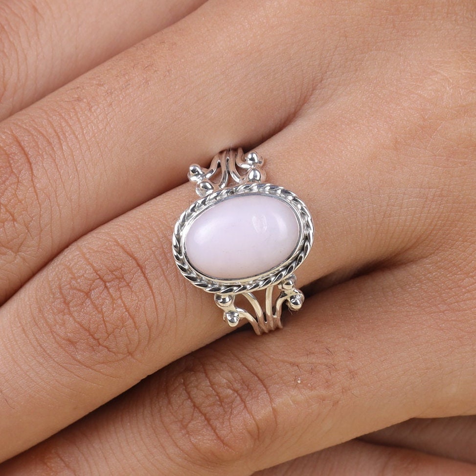 Pink Opal Sterling Silver Ring