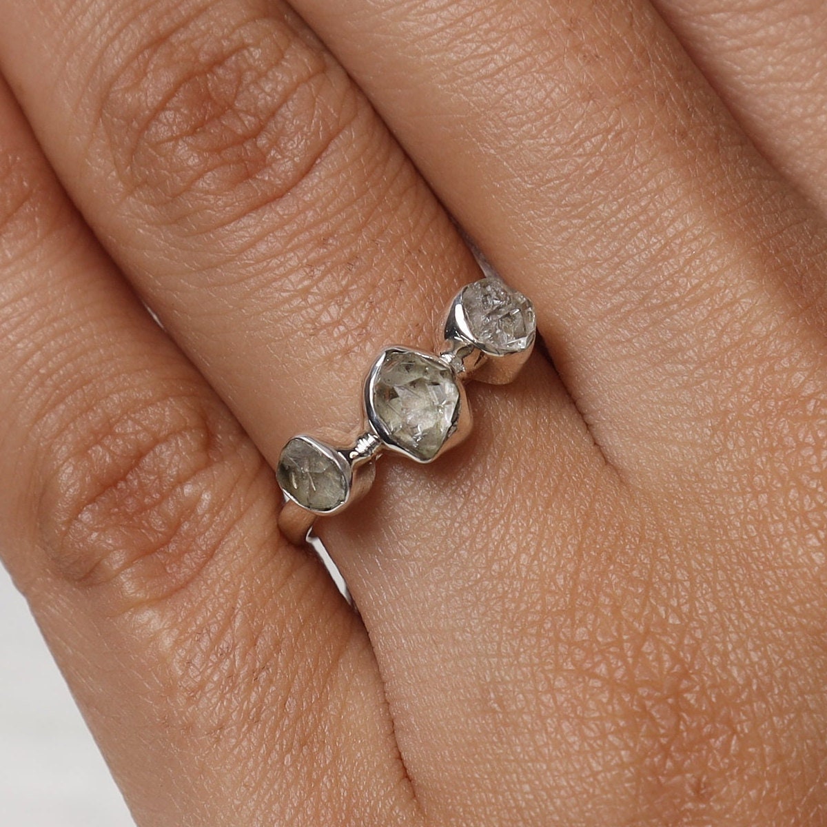 Raw Herkimer Diamond Sterling Silver Ring