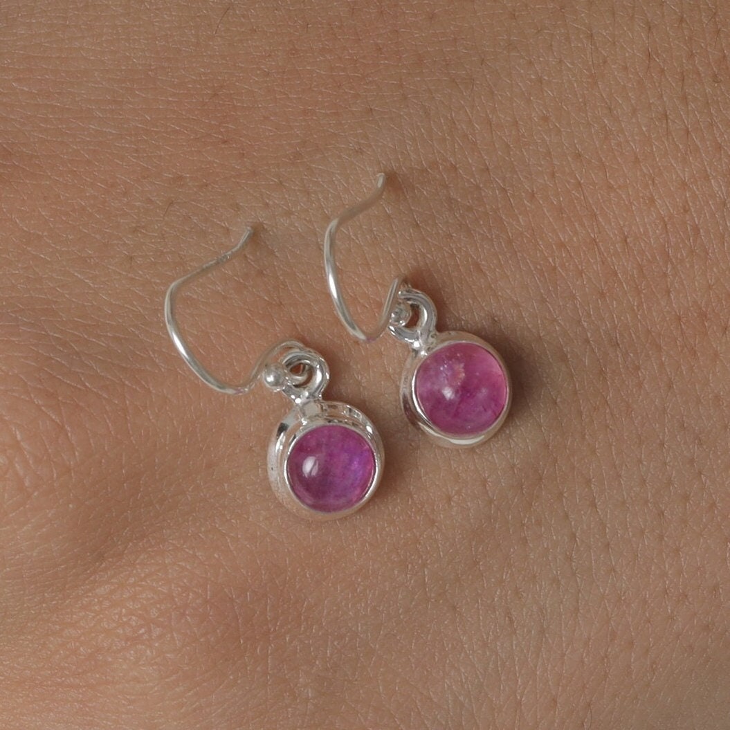 Pink Rainbow Moonstone Sterling Silver Earrings