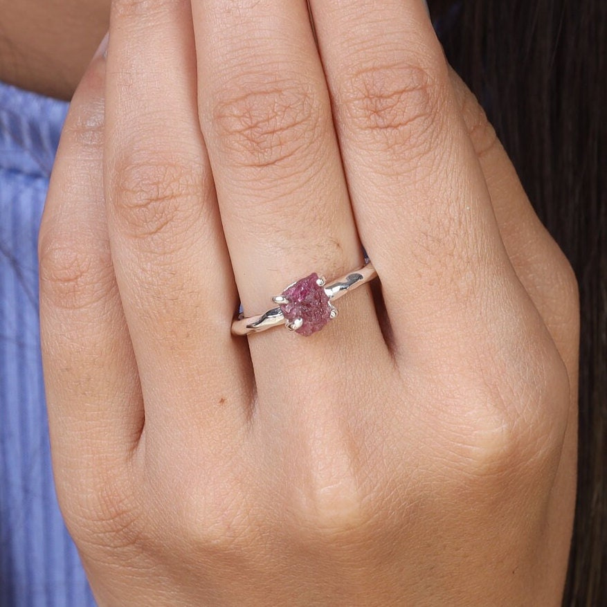 Raw Ruby Sterling Silver Ring