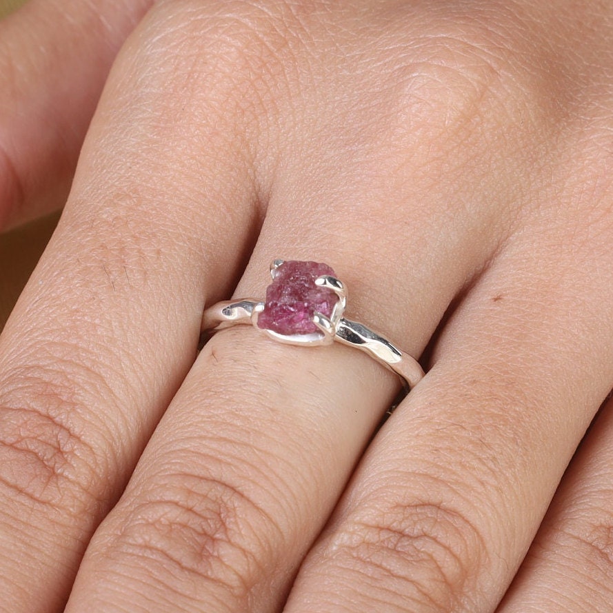 Raw Ruby Sterling Silver Ring