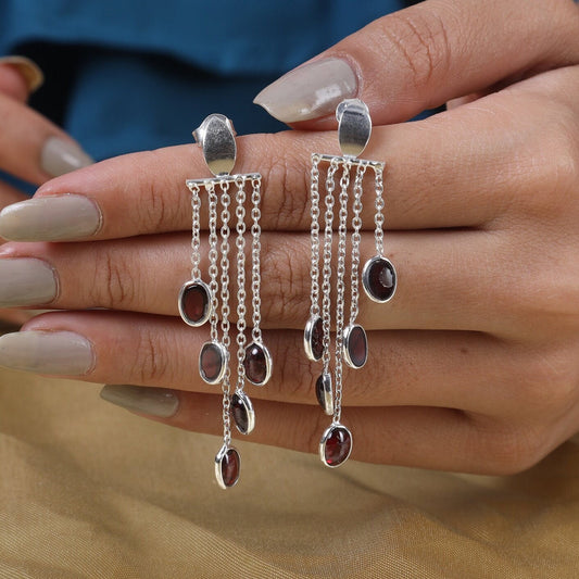 Garnet Sterling Silver Earrings