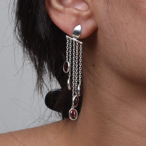 Red Garnet Earrings, 925 Sterling Silver Earrings, Statement Pendant, Chandelier Pendant, Cocktail Pendant, Dangle Earrings, Gift for Her