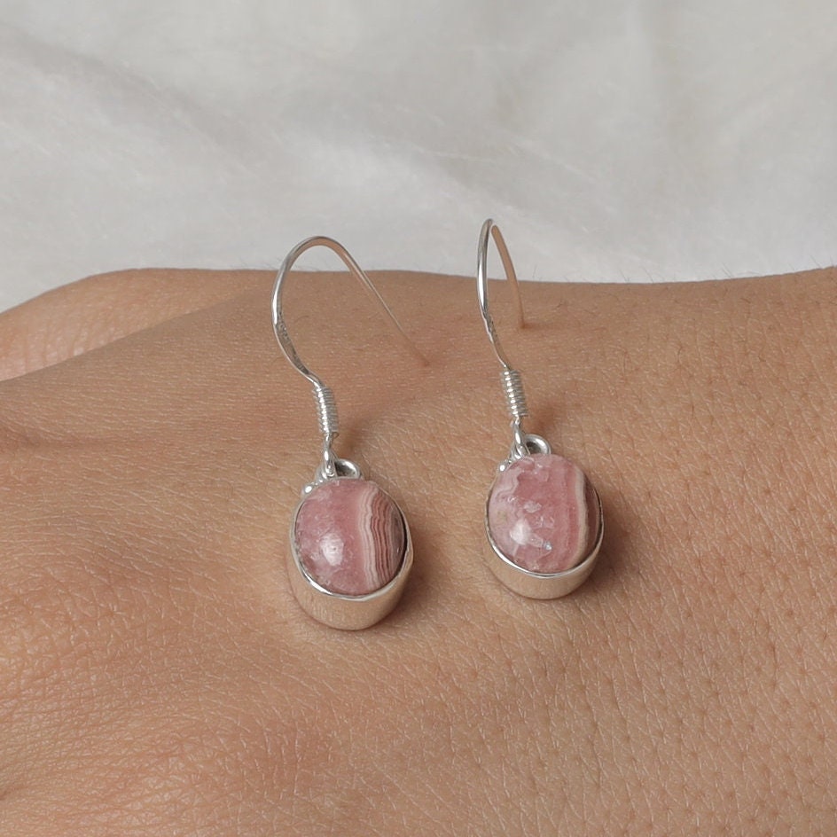 Rhodochrosite Sterling Silver Earrings