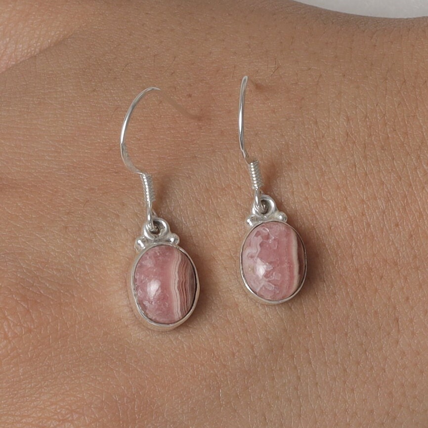 Rhodochrosite Sterling Silver Earrings