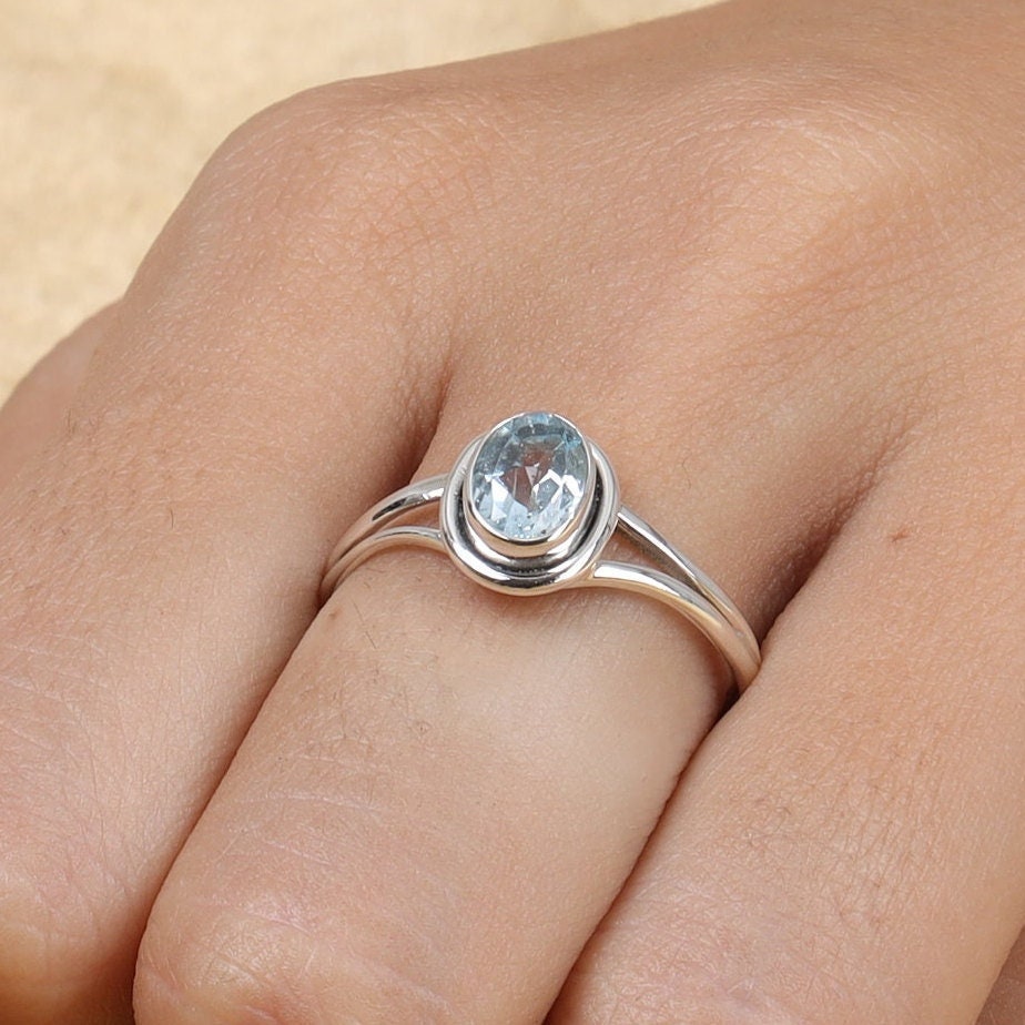 Aquamarine 925 Sterling Silver Ring