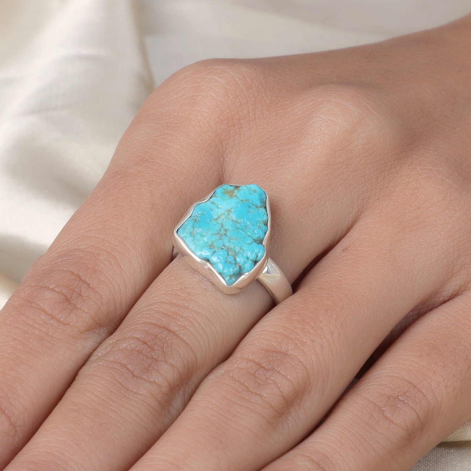 Raw Arizona Turquoise Sterling Silver Ring