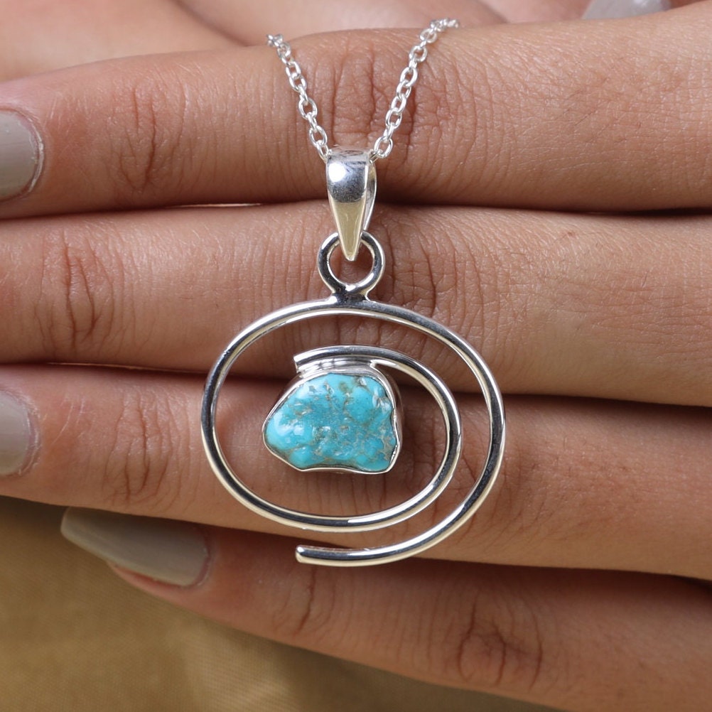 Raw Arizona Turquoise Sterling Silver Pendant