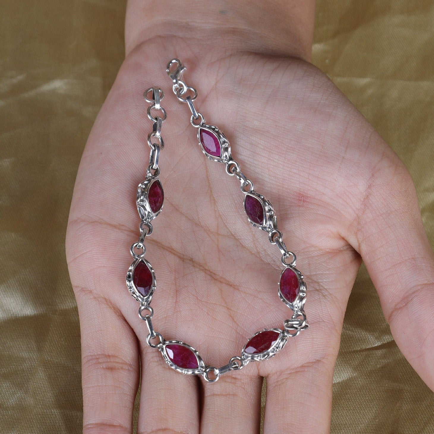 Ruby Sterling Silver Bracelet