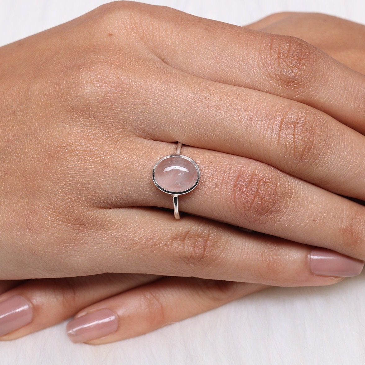 Rose Quartz Sterling Silver Ring