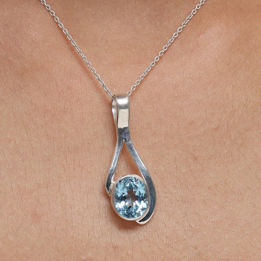 Blue Topaz Sterling Silver Pendant