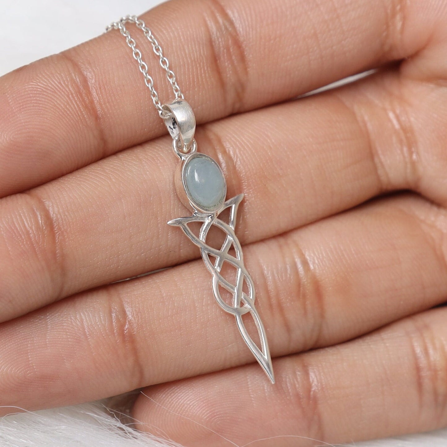 Aquamarine Sterling Silver Pendant