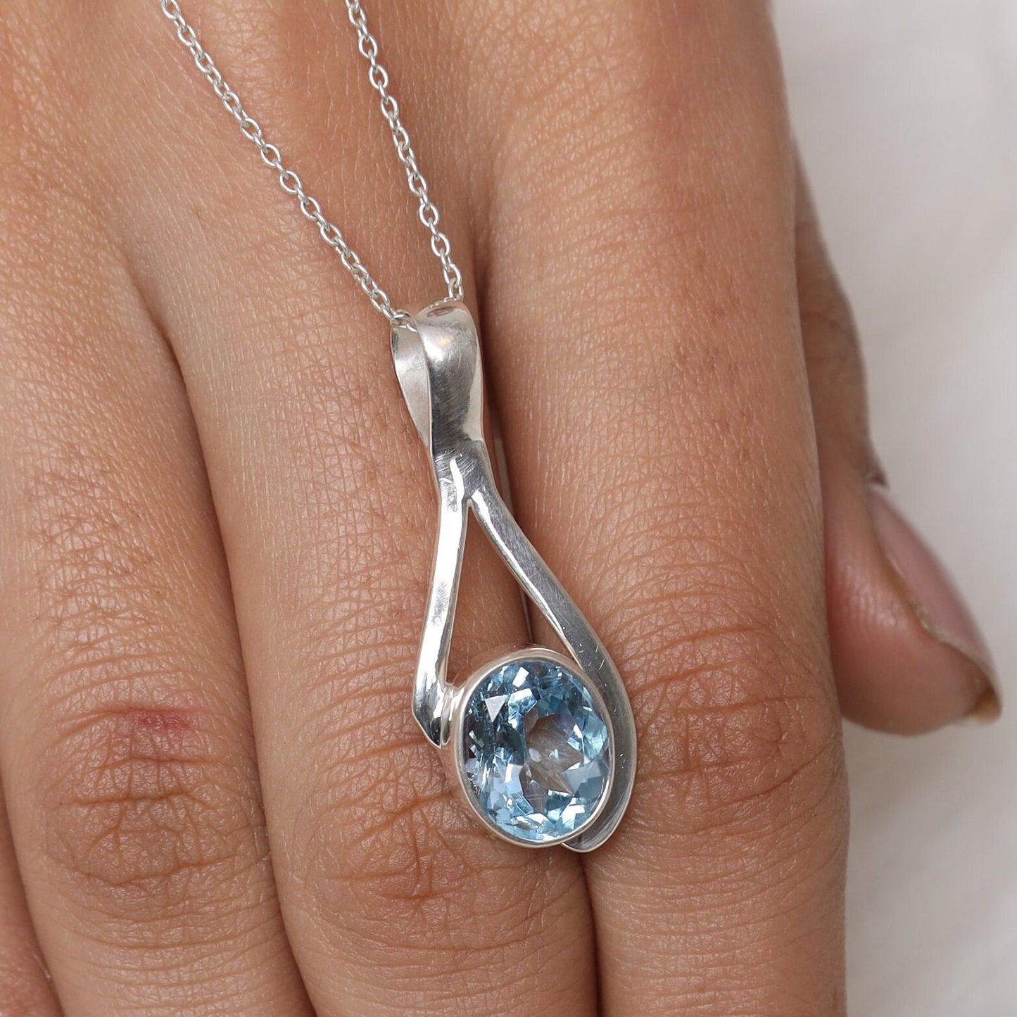 Blue Topaz Sterling Silver Pendant