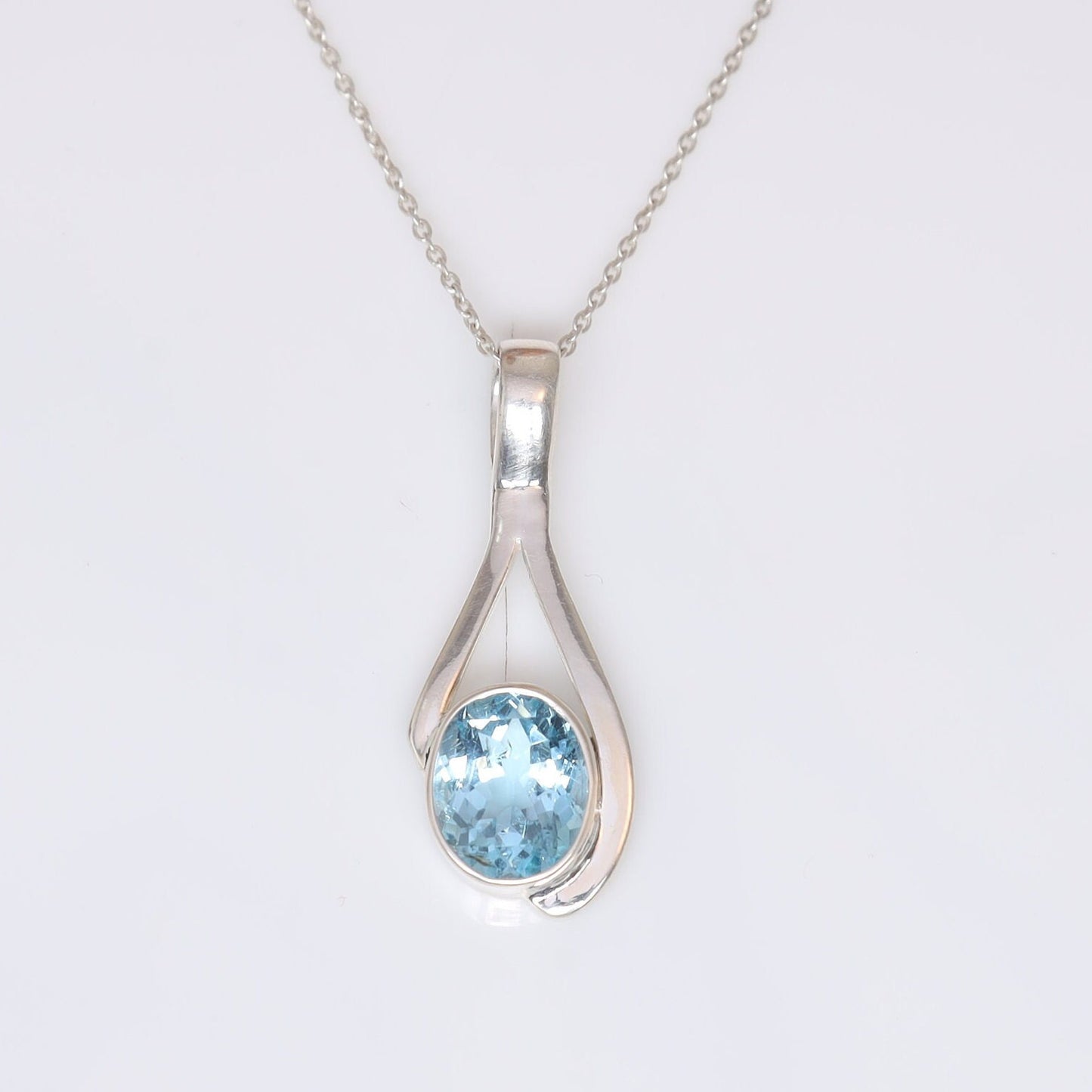 Blue Topaz Sterling Silver Pendant