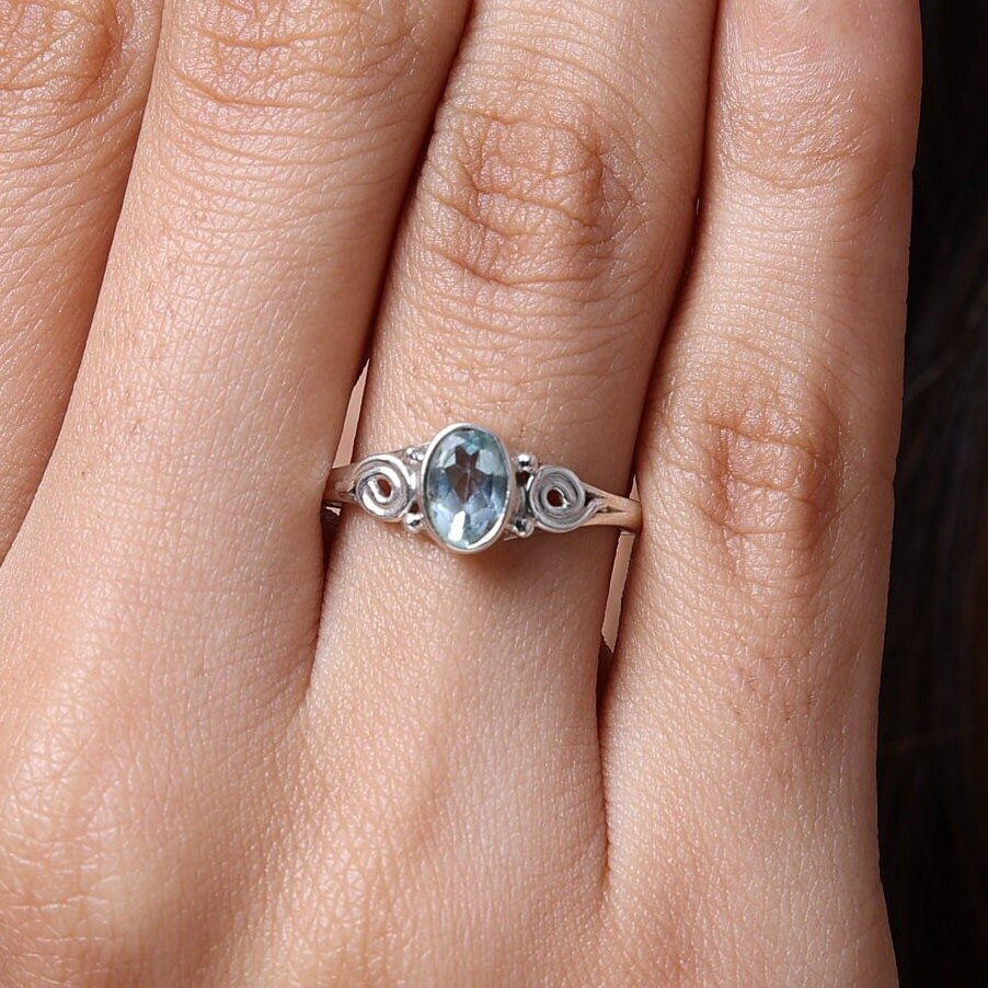 Blue Topaz 925 Sterling Silver Ring