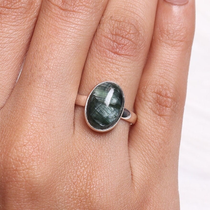 Seraphinite Sterling Silver Ring