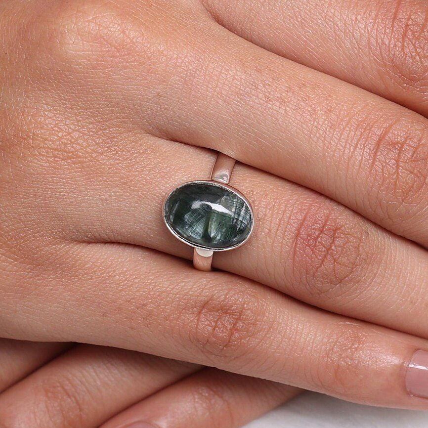 Seraphinite Sterling Silver Ring