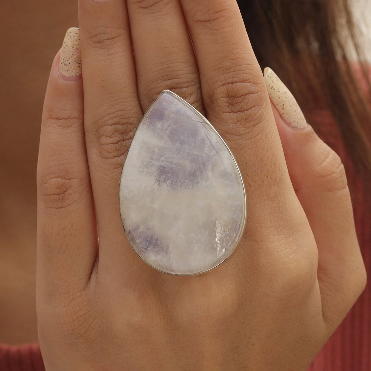 Rainbow Moonstone Sterling Silver Ring