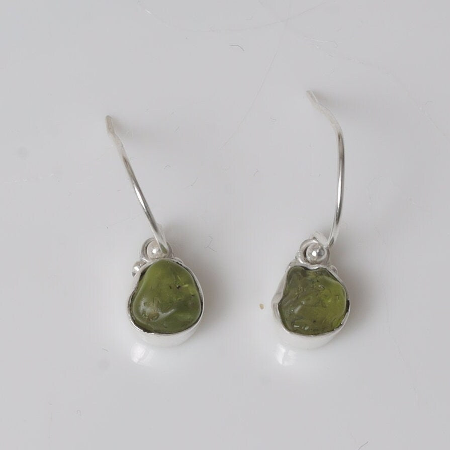 Raw Peridot Sterling Silver Earrings