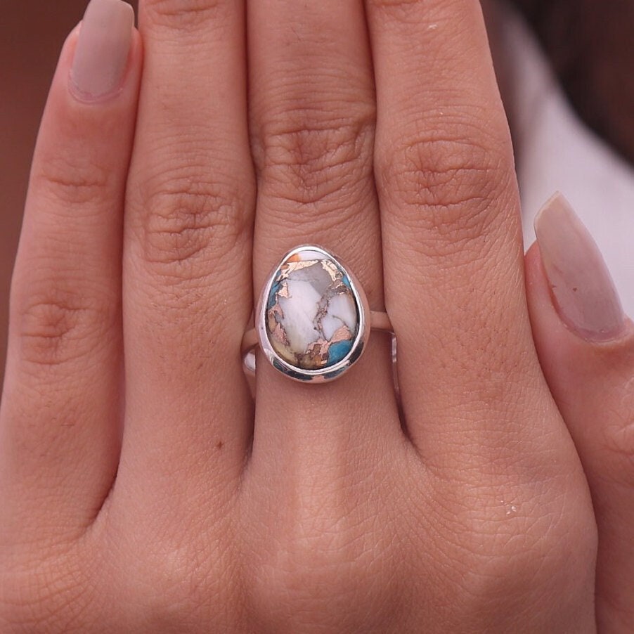 Oyster Turquoise Sterling Silver Ring