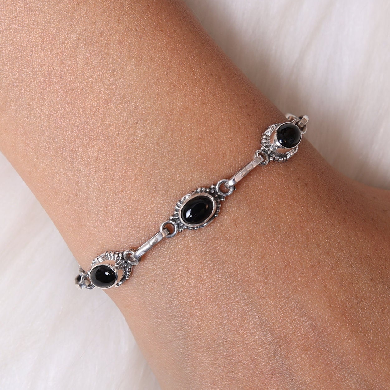 Black Onyx Sterling Silver Bracelet