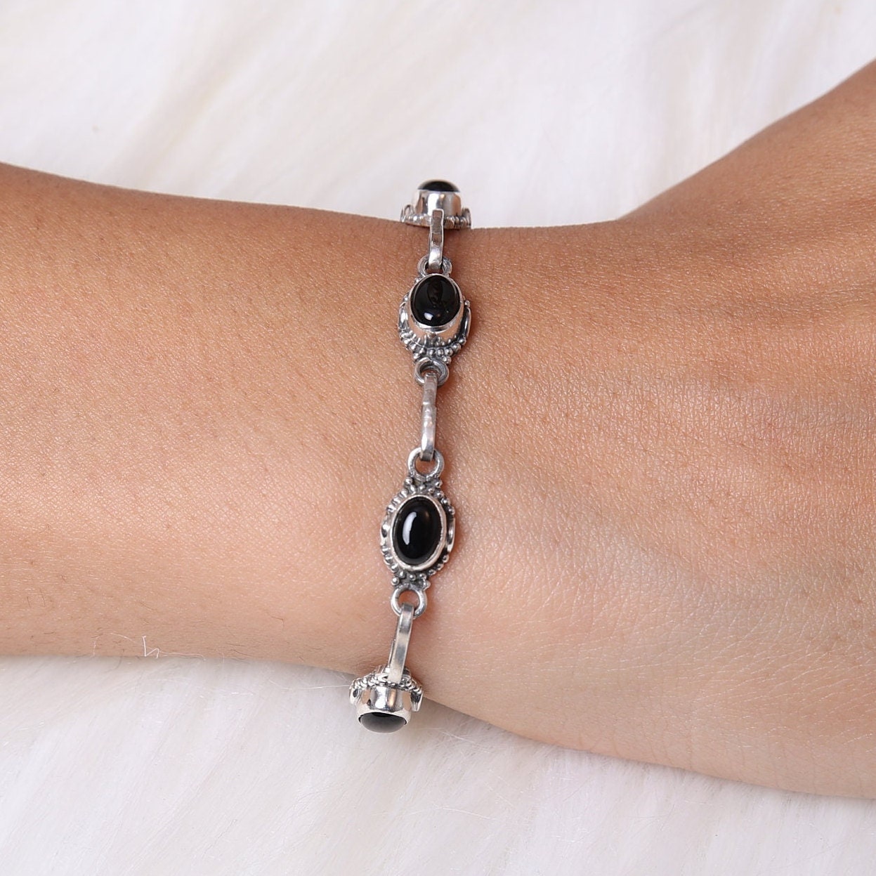 Black Onyx Sterling Silver Bracelet