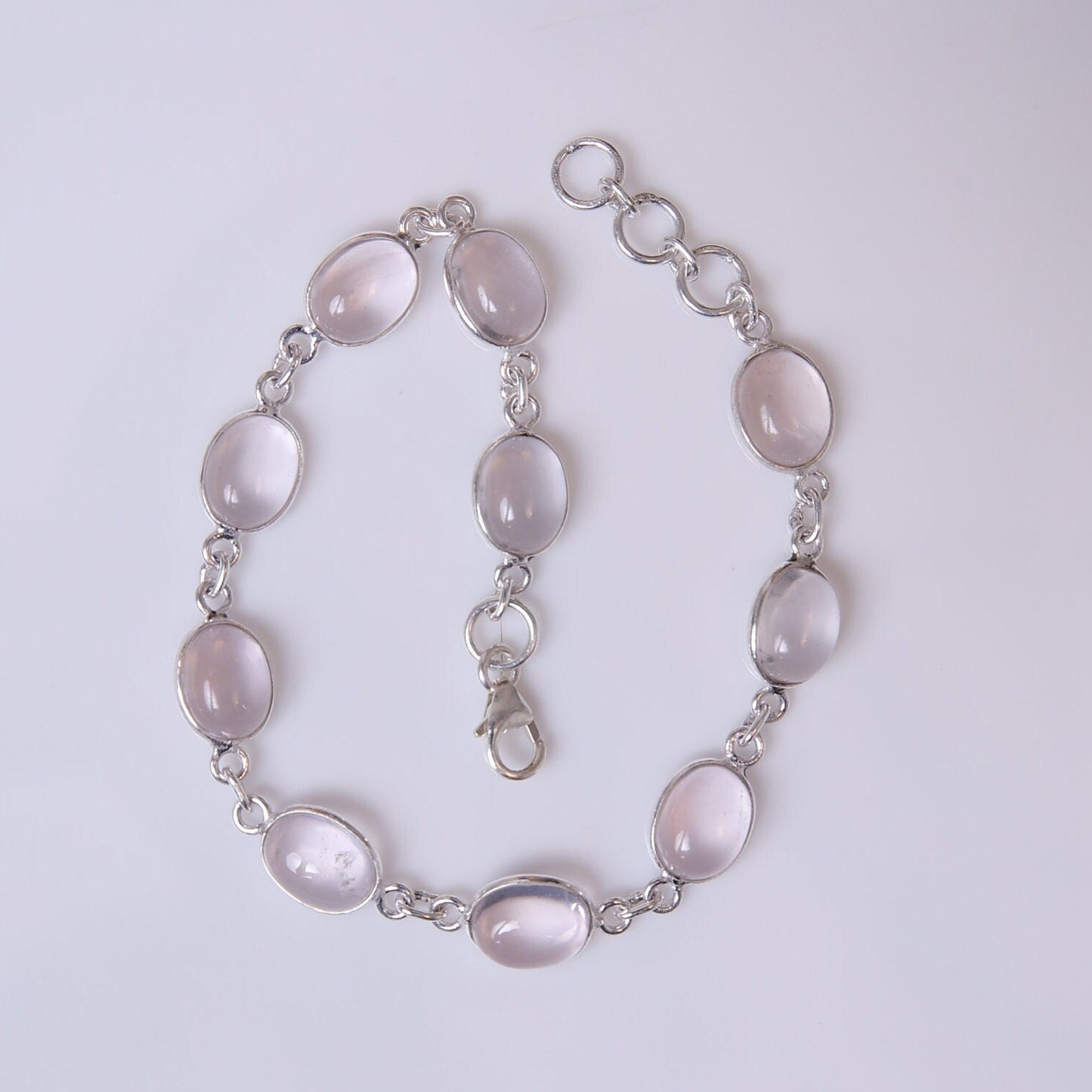 Rose Quartz Sterling Silver Bracelet