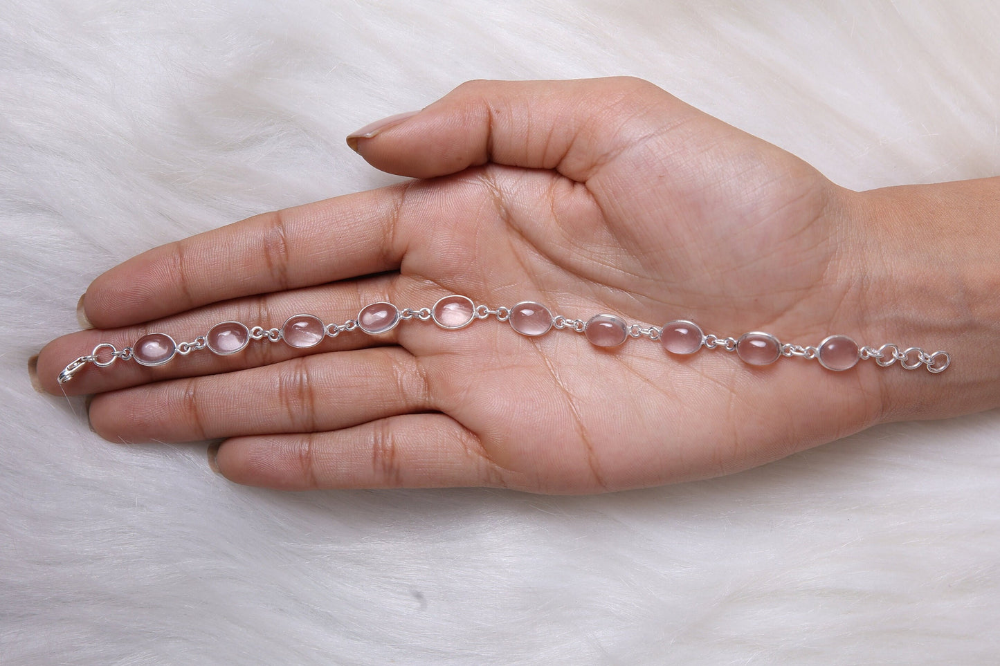 Rose Quartz Sterling Silver Bracelet