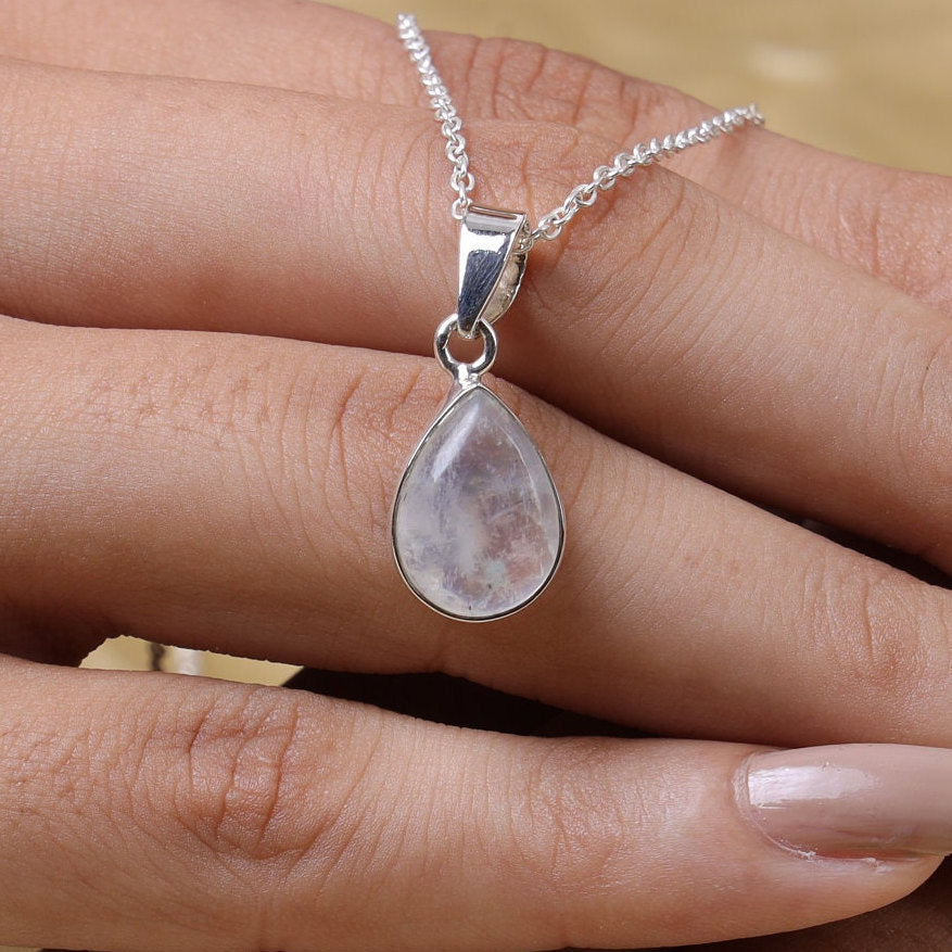 Rainbow Moonstone Sterling Silver Pendant