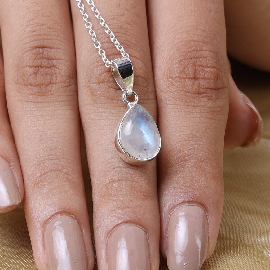 Rainbow Moonstone Sterling Silver Pendant