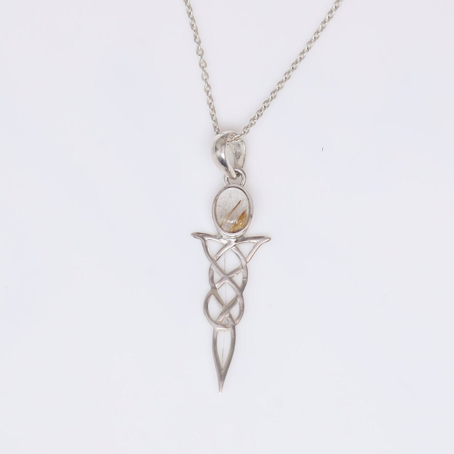 Golden Rutile Quartz Sterling Silver Pendant