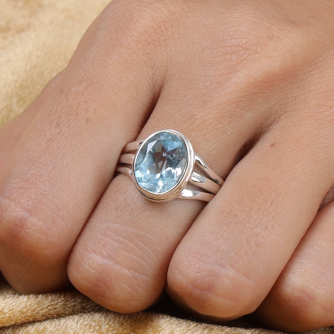 Blue Topaz Sterling Silver Ring