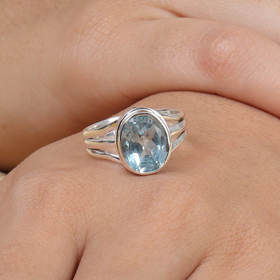 Blue Topaz Sterling Silver Ring