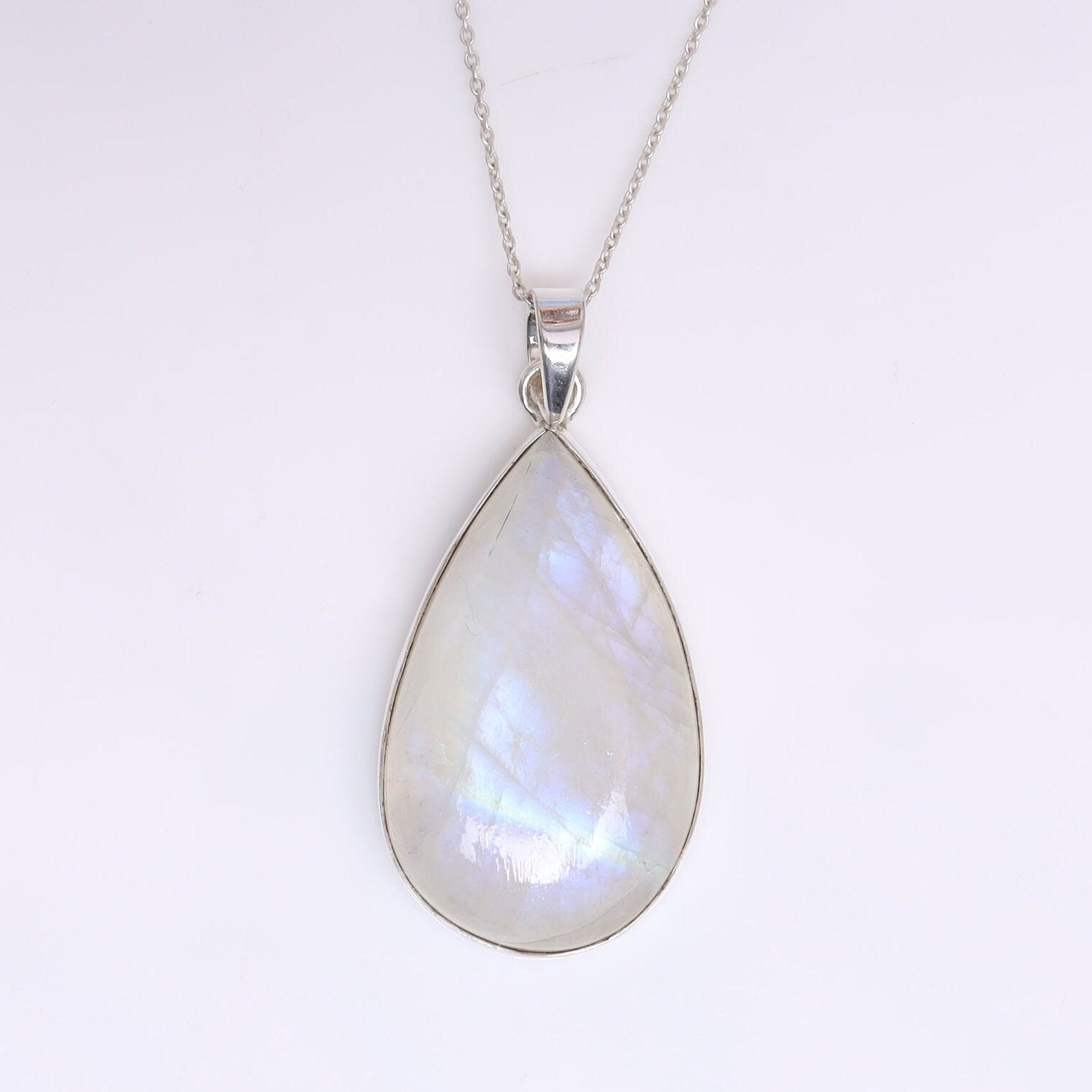 Rainbow Moonstone Sterling Silver Pendant