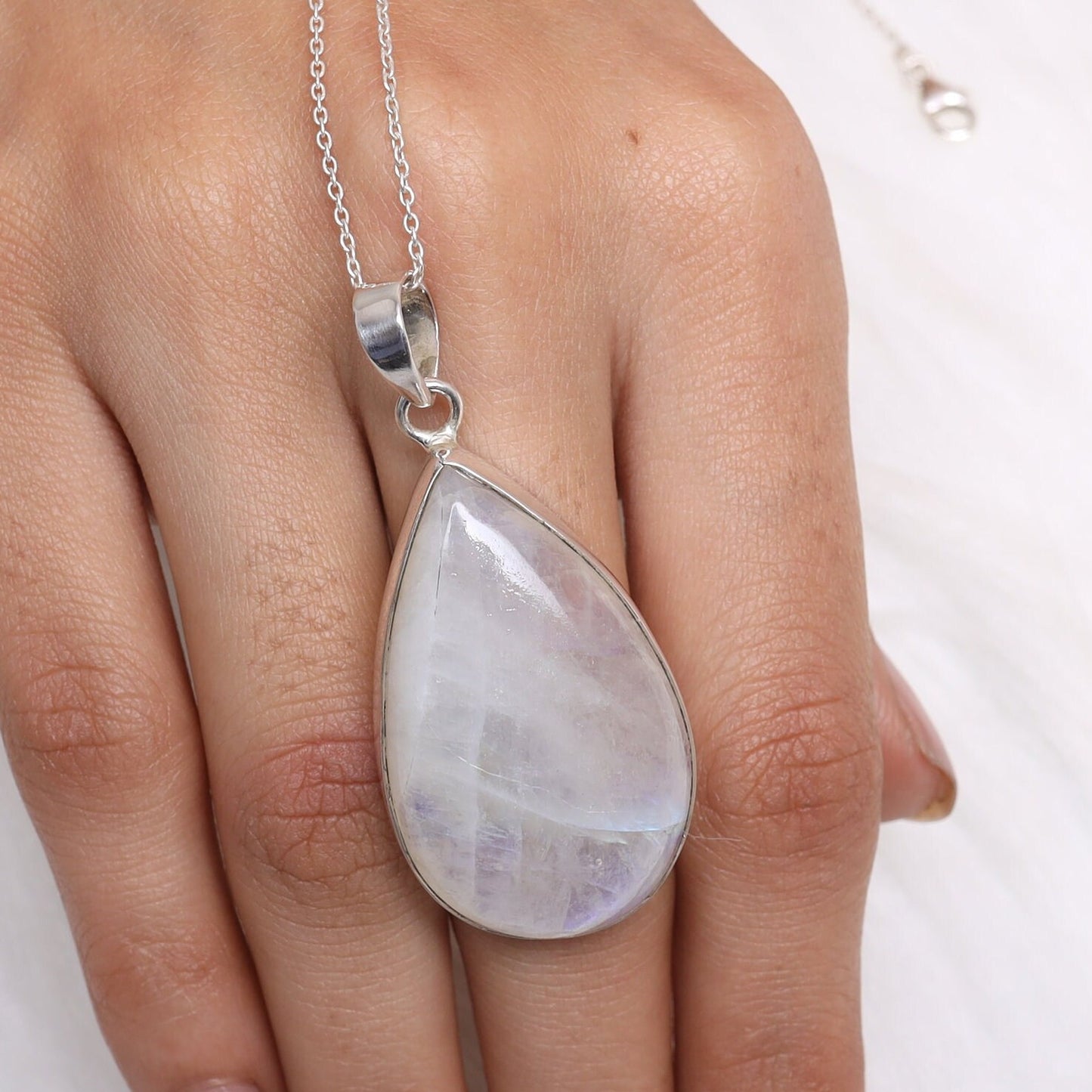 Rainbow Moonstone Sterling Silver Pendant