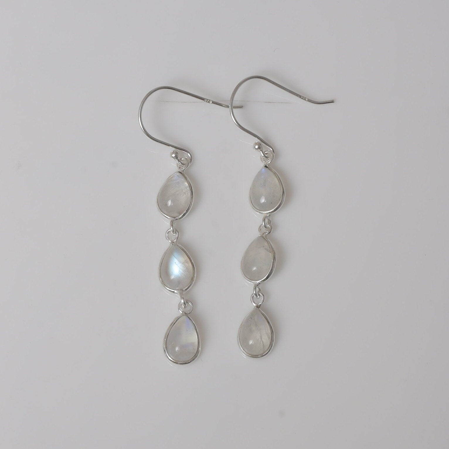 Rainbow Moonstone Sterling Silver Earrings