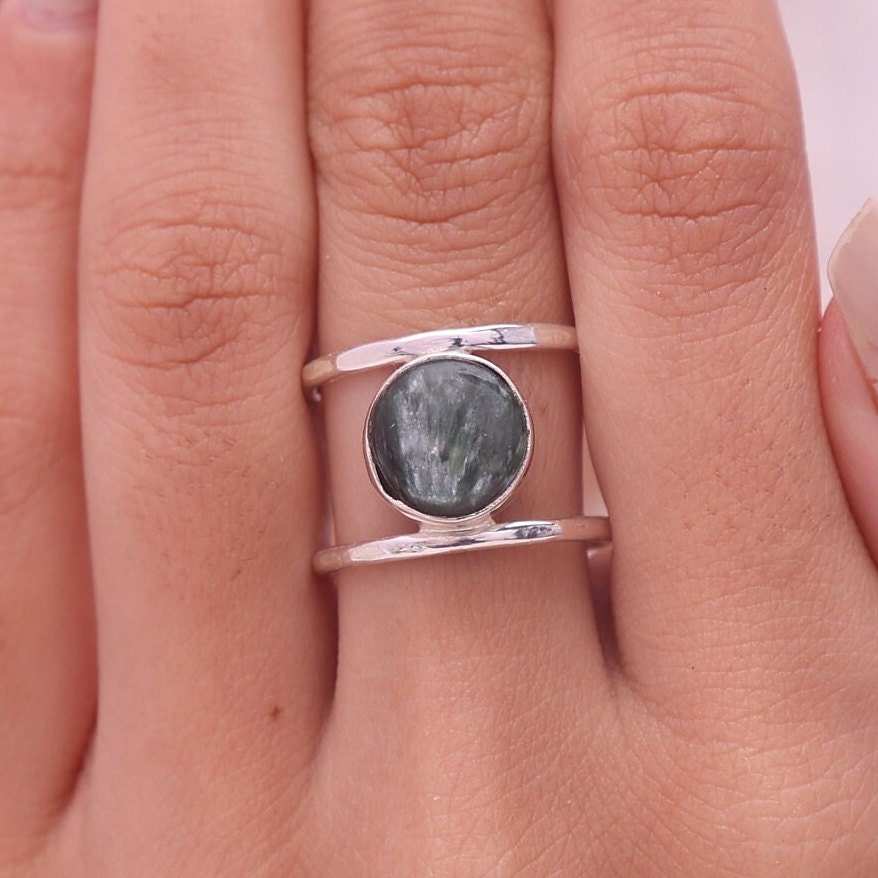 Seraphinite Sterling Silver Ring