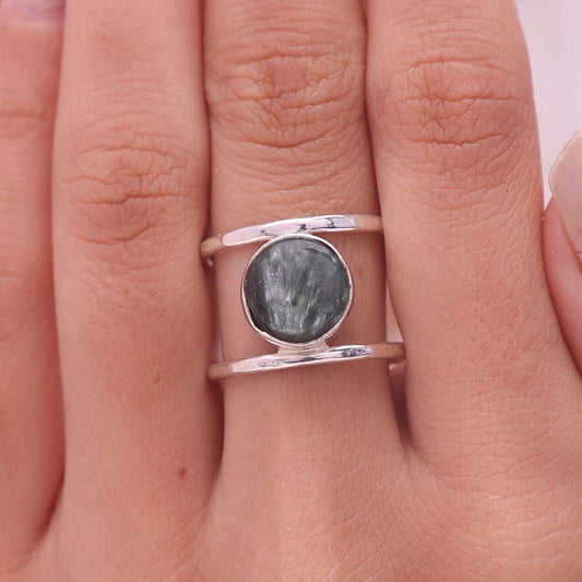 Seraphinite Sterling Silver Ring