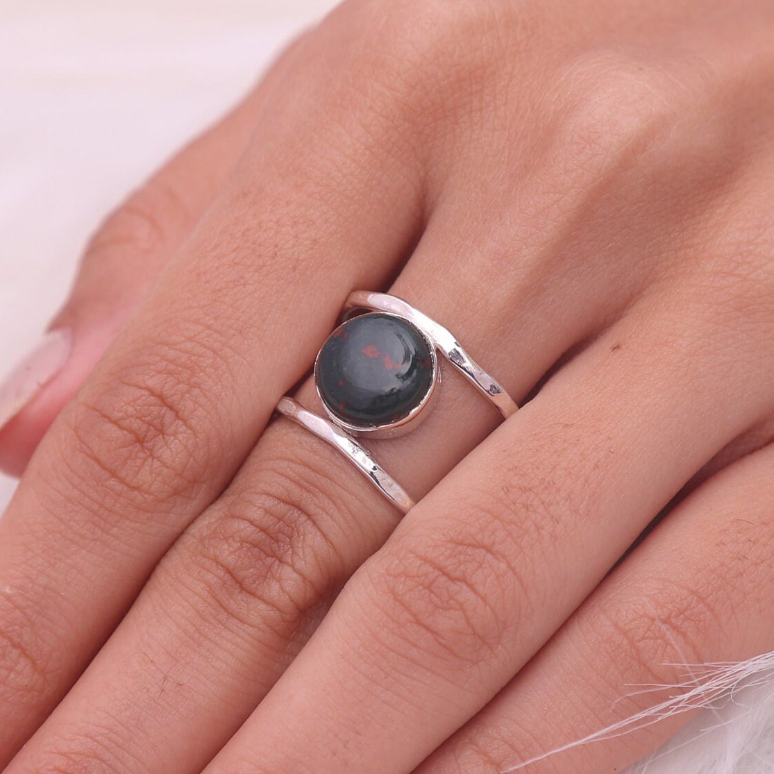 Bloodstone 925 Sterling Silver Ring