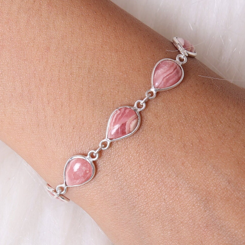 Rhodochrosite Sterling Silver Bracelet