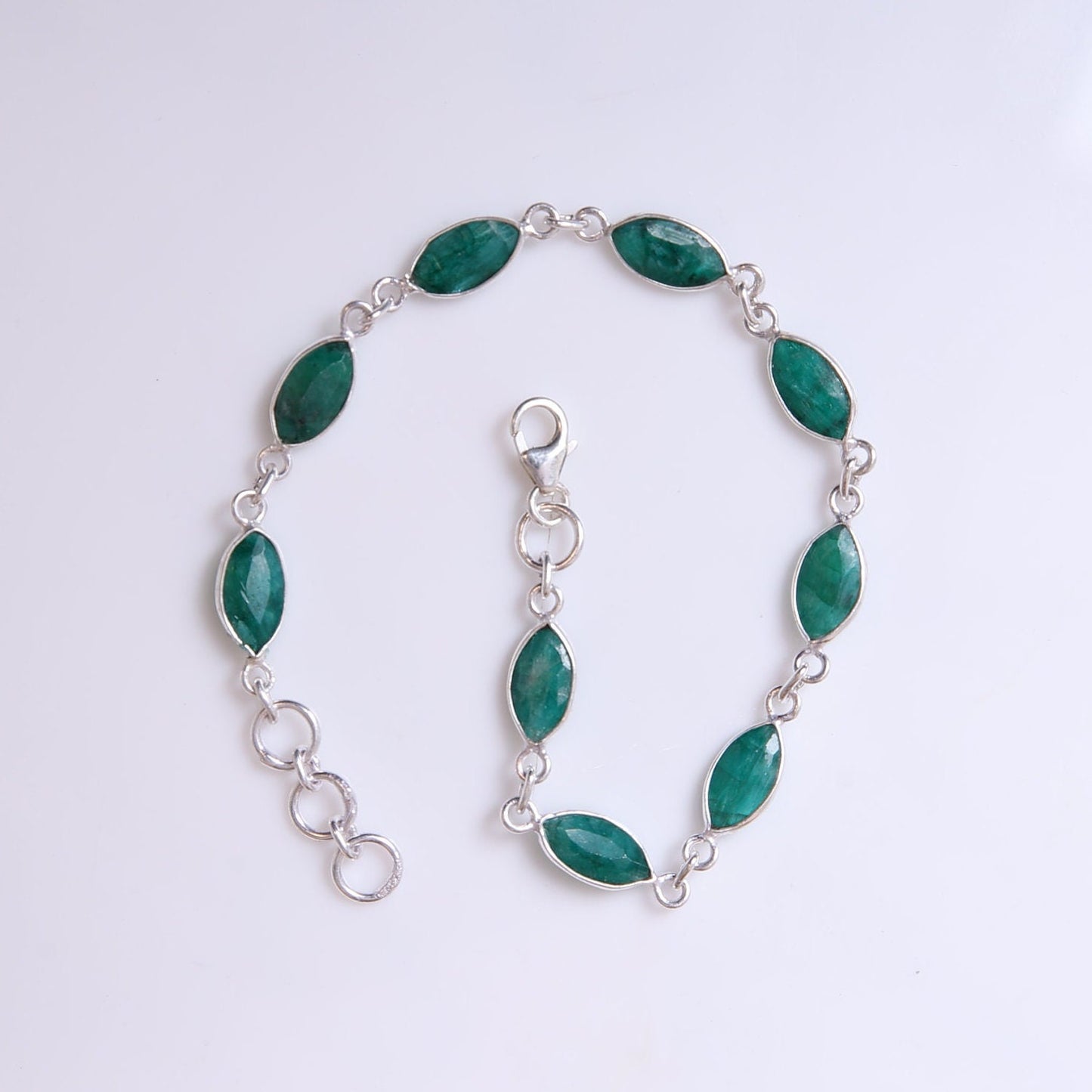 Cut Emerald Sterling Silver Bracelet