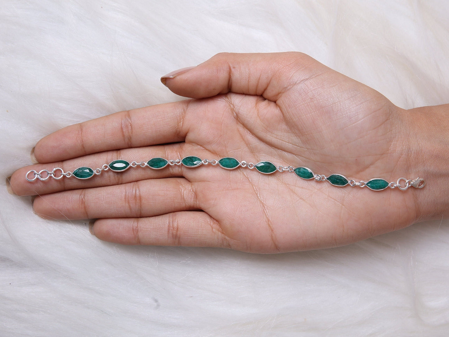 Cut Emerald Sterling Silver Bracelet