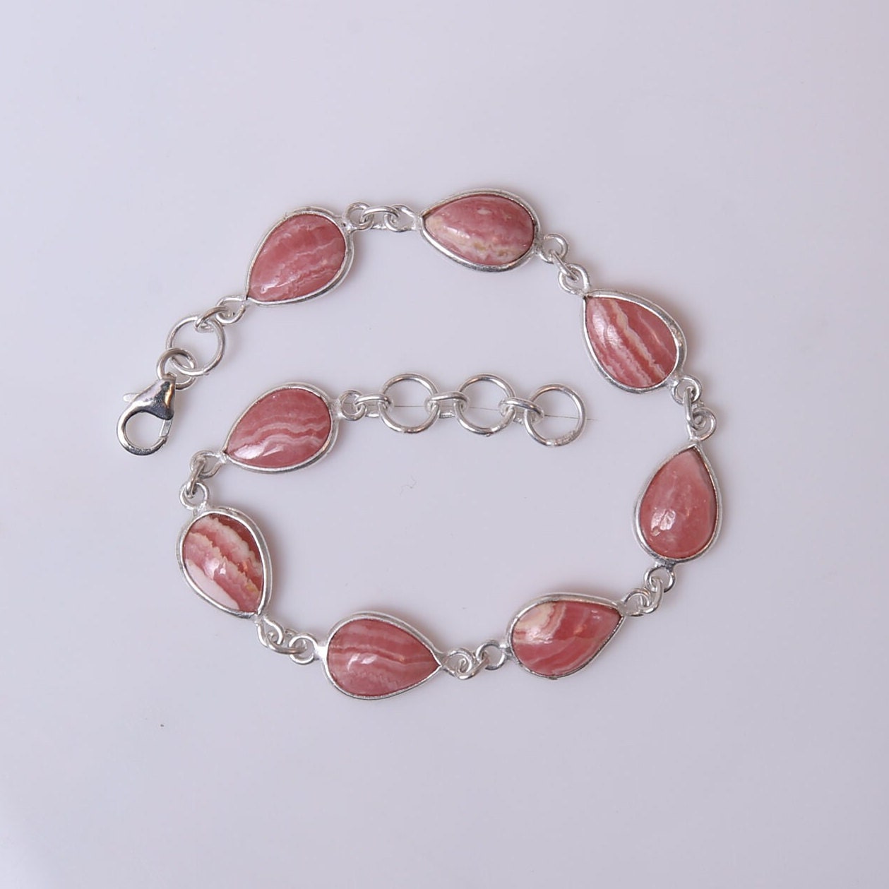 Rhodochrosite Sterling Silver Bracelet