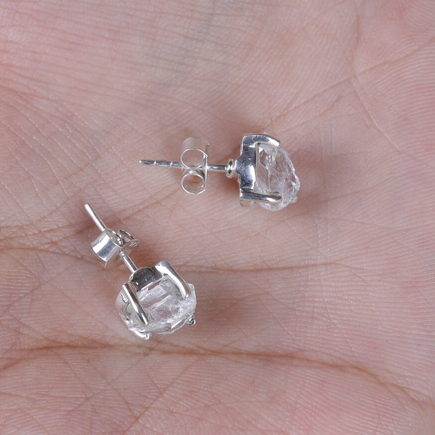 Raw Herkimer Diamond Sterling Silver Stud Earrings