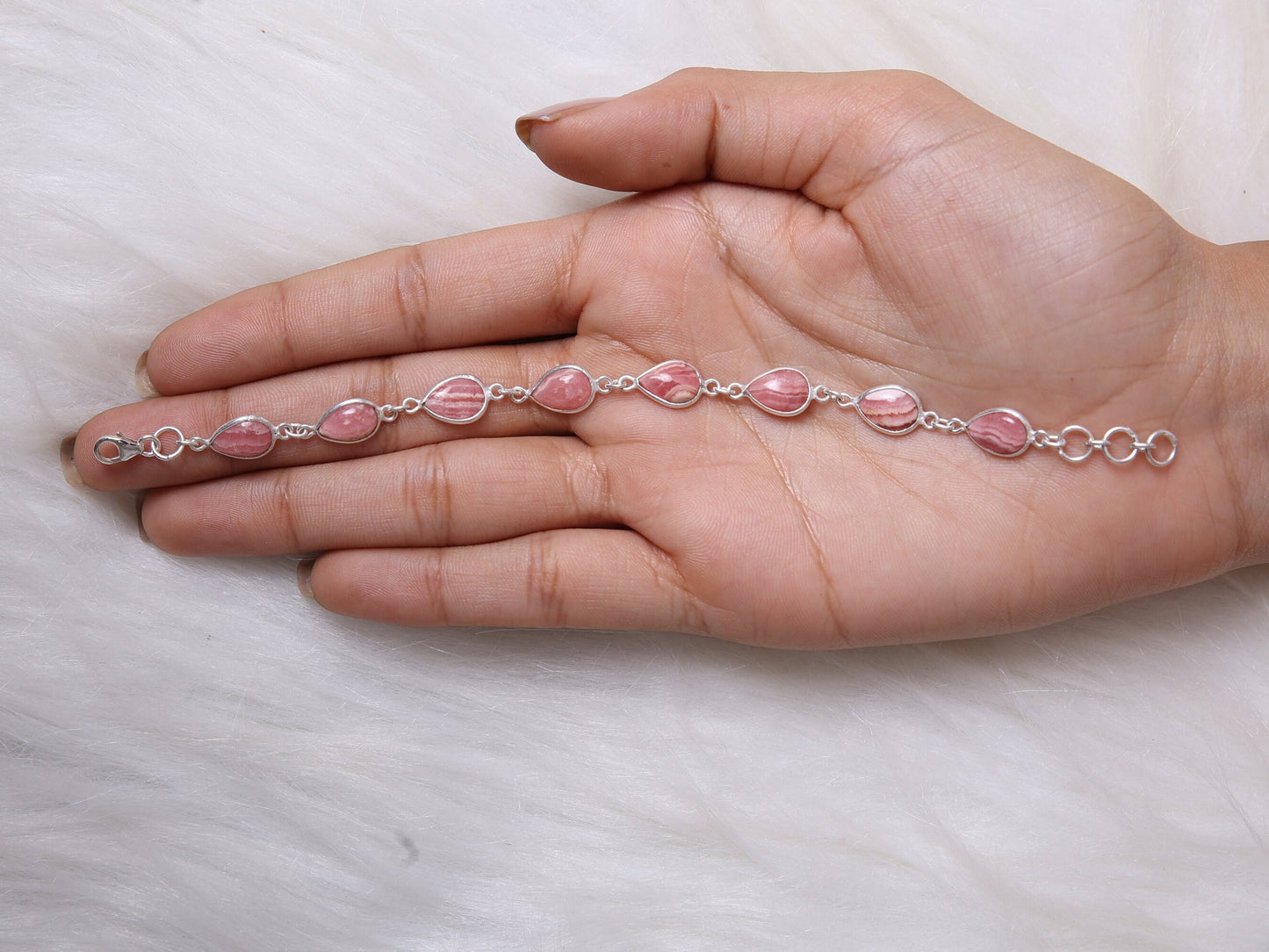 Rhodochrosite Sterling Silver Bracelet