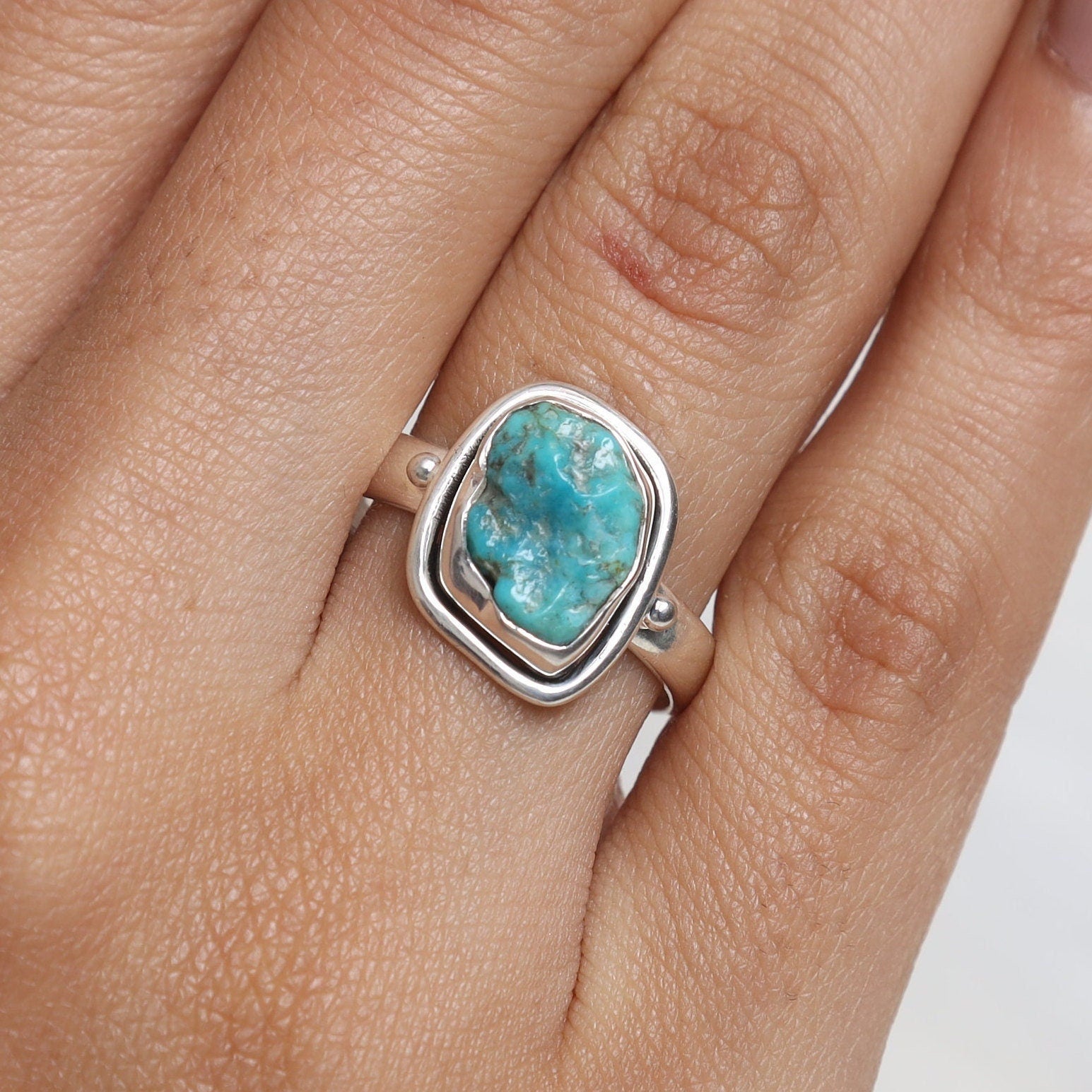 Raw Arizona Turquoise Sterling Silver Ring