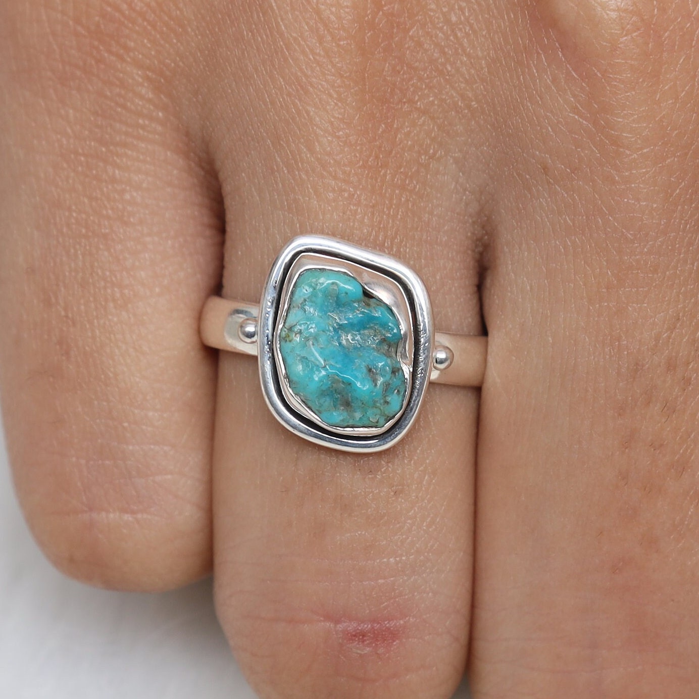 Raw Arizona Turquoise Sterling Silver Ring